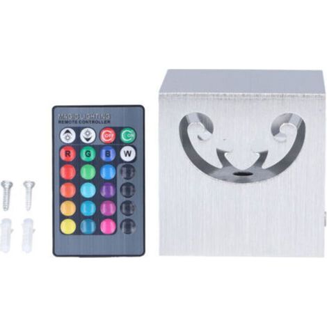 Lámpara de pared LED RGB de aluminio de 3W con diseño hueco, mando a distancia de 24 teclas, rotación de 360°, apta para habitaciones con voltaje de 85-277V. (1/3)