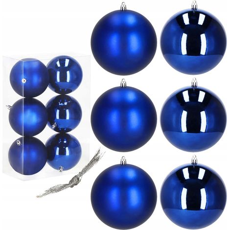 PALLINE PER ALBERO DI NATALE ADDOBBO 6 PZ NATALIZIE 10 CM SET INDESTRUTTIBILI APPENDINI 
