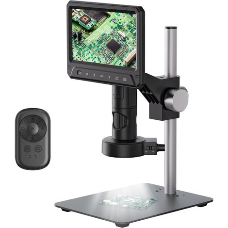 Irovami Microscope numérique 12MP IPS – 50-1600x, LED, photo/vidéo – Idéal pour soudage, réparation, électronique (1/5)