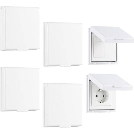 Set di 4 copri interruttori autoadesivi e impermeabili per prese elettriche - Bianco (1/4)