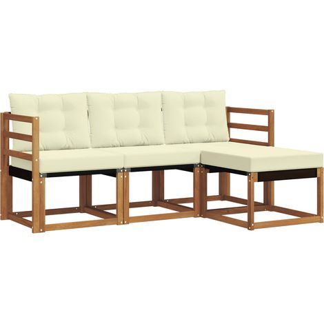Outdoor Sofa Set with Cushion 4 pcs Natural and Cream vidaXL