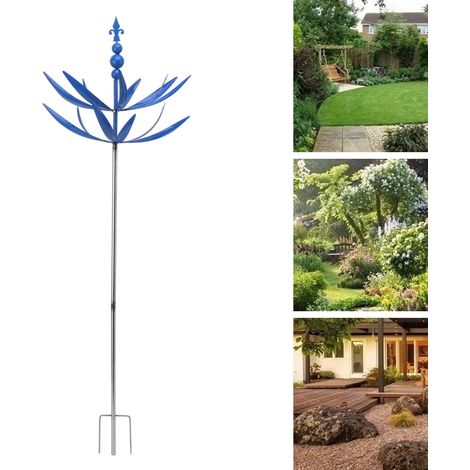 Moulin à vent bleu en fer rotatif à 360°, étanche, pour jardins, pelouses, patios et terrasses, décoration universelle (1/5)