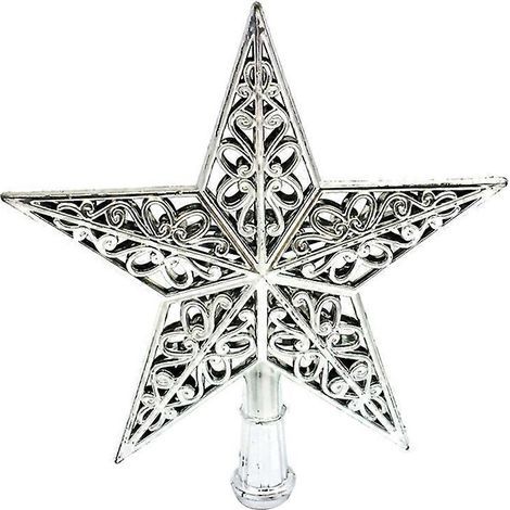 Funkelnder, durchbrochener Stern für den Weihnachtsbaum, Hängedekoration (silber) – 21,00 x 20,00 x 2,00 cm – Silber (1/3)