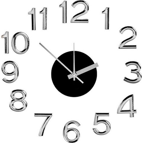 Wanduhr Gift Decor Weiß Silberfarben ABS EVA Ø 35 cm Aufkleber (6 Stück)