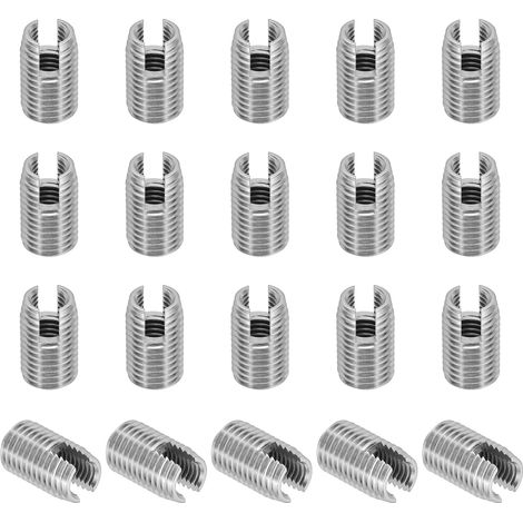 Insert Fileté Auto-Taraudeurs, 20 Pcs M8 x M12 x 20mm Acier Inoxydable 303 Filetage Adaptateur Réducteur Vis à Fente Inserts de Réparation Écrous Manchon (1/5)