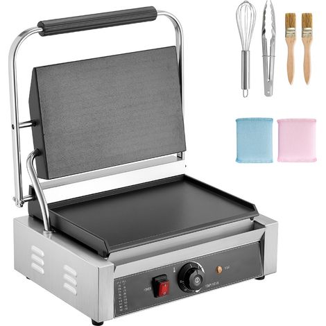 Mophorn Grill Panini Électrique 3200 W, Appareil à Panini avec Plaque Plate Émaillée 34,2x23,5 cm, Machine à Sandwich en Acier Inoxydable, Dotée d'une Poignée et d'un Contrôle de Température (1/5)