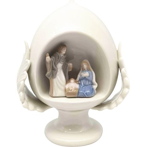 PUMO salentino Bianco con NATIVITA' Colorata, Sacra Famiglia decorazione in Ceramica tipica pugliese Altezza 18 cm (1/4)