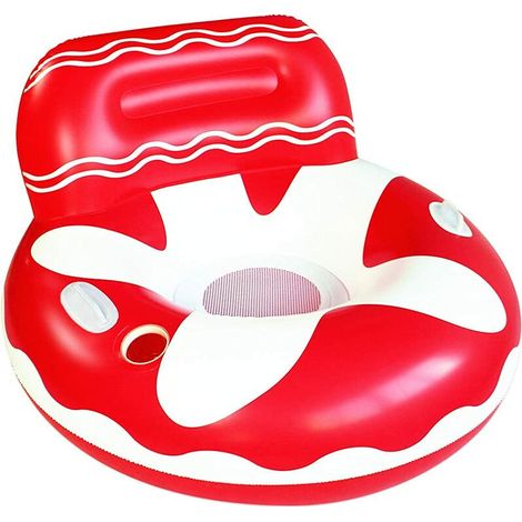 Matelas lit gonflable piscine en forme d'ananas avec porte-gobelet, hamac flottant, rouge – DELKEVIC (1/5)