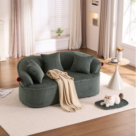 Canapé d'angle en U 266x168 cm en chenille orange, sans montage, pour salon - CHICFURN (1/5)