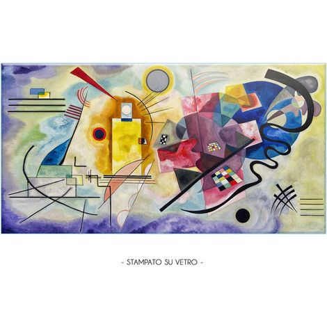 Lupia Quadro Moderno Stampa su Vetro Temperato GLASS GIALLO ROSSO BLU Alta Definizione e Lucentezza di Colori Design Elegante per Soggiorno, Camera, Ufficio Facile da Appendere, 73x139 cm (1/4)