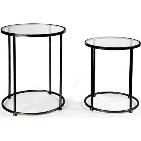 Set due tavolini tondi in metallo Ø40/35 cm (1/2)