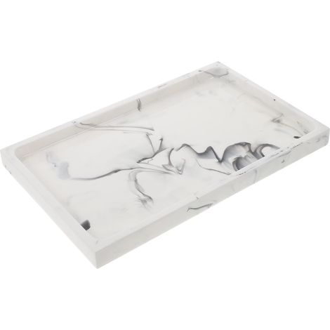 Plateau de Rangement Facile à Nettoyer et Agréable Toucher Blanc en Résine Design Moderne et Délicat pour Salle de Bain pour Usage Domestique'-'-