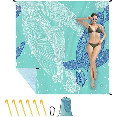 Picknickdecke 210x200 cm, wasserdicht, sanddicht, ultraleicht, mit Befestigung und Karabiner (1/5)