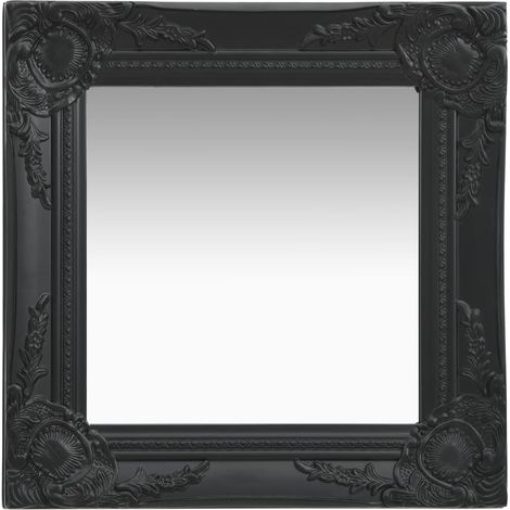 Espejo de pared cuadrado estilo barroco 40x40 cm negro DEC022849 (1/5)