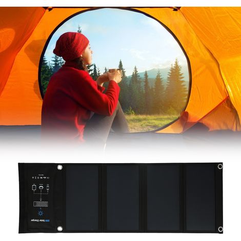 Chargeur solaire portable 5 V CC 28 W pour téléphone portable, batterie externe avec panneau solaire intégré. (1/5)