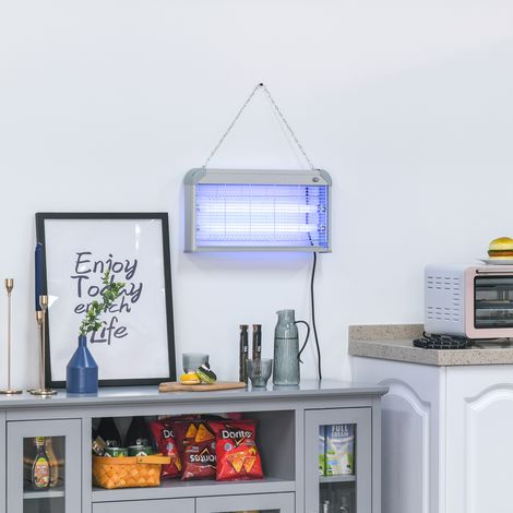 Outsunny Lampe anti-moustique. tueur d'insectes électrique UV 30W. tue-mouche électrique. piège à moustique. efficace sur une surface de 60 m². pour intérieur et extérieur. gris