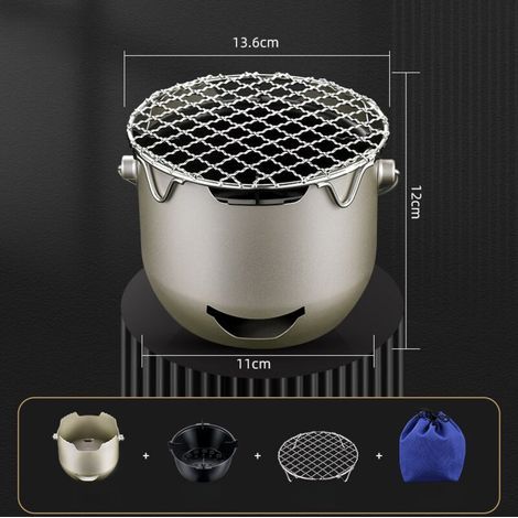 pair Mini-barbecue portable avec poignée, barbecue à charbon en acier inoxydable, idéal pour le camping et les pique-niques, pour 1 à 2 personnes, compact et facile à transporter – vert olive (1/5)
