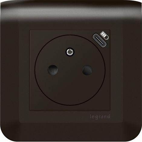Legrand – Prise de courant Mosaic avec chargeur Type-C 2 modules – Socle rétractable anti-poussière – Fini ultra mat – Pour installation en boîte 40mm