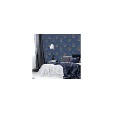 Papier peint Joy De Jouer 1005 x 52cm Bleu, Or