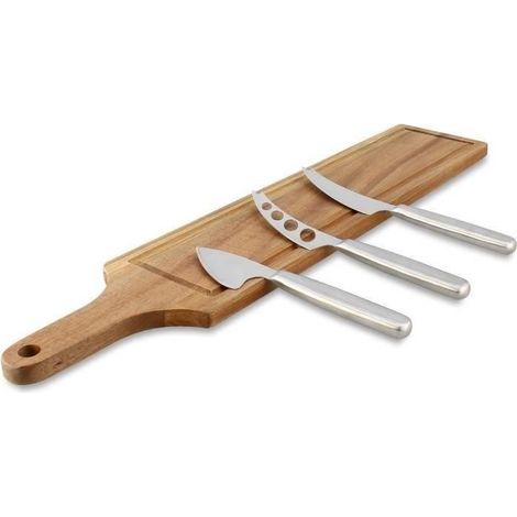 Tagliere - MENASTYL - 5040079 - Rettangolare - In legno di acacia - Con 3 coltelli per formaggio in acciaio inox (1/3)