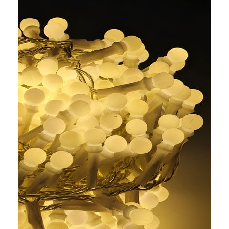 Catena Luminosa 500 palline LED Bianco Caldo per Interno ed Esterno Luci Natalizie IP44 Interno Esterno con 8 Effetti Luce cavo trasparente lunghe mt  12,5