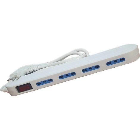 Multipresa Slim Ciabatta Elettrica Salvaspazio 4 Posti Spina Laterali 10A/16A con Interruttore e Spina Angolare Cavo 1.5 metri Bianco