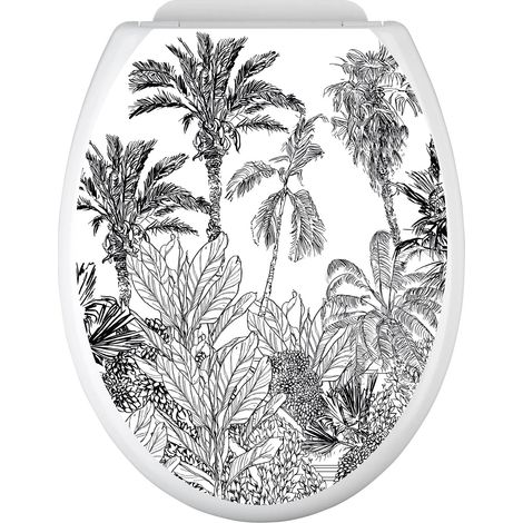 Stickers Abattant WC - Forêt tropicale - 35x43 cm - Adhésif BRILLANT (1/2)