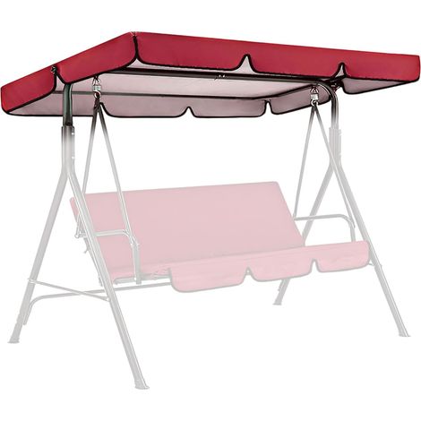 Auvent de toit - 249 x 185 cm - Imperméable et durable - Pour balançoire de jardin - Toile Oxford - Auvent à 3 places - Protection UV 210D (rouge) (1/5)