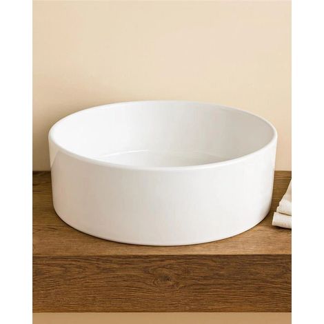 Ciotola 41 cm da appoggio tonda in ceramica Bianco Lucido (1/4)