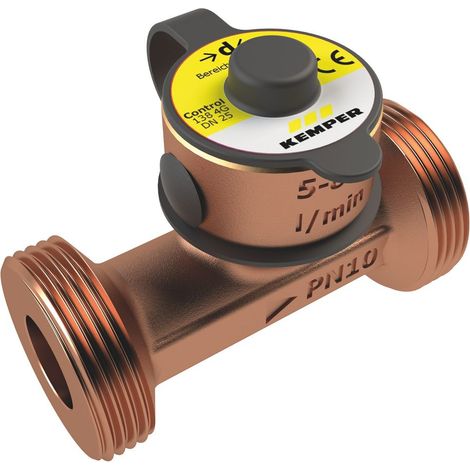 Kemper Control-Plus Durchfluss- und Temperaturmessarmatur, 5V, m. Frequenzausgangssignal, DN 32 AG, PN 10, Rotguss, Figur 138 4G