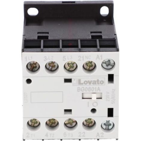 Contattore di potenza 3P 6A 2,2kW a 400VAC AC3, bobina 230VAC 50/60Hz, 0Z 1R 11BG0601A230