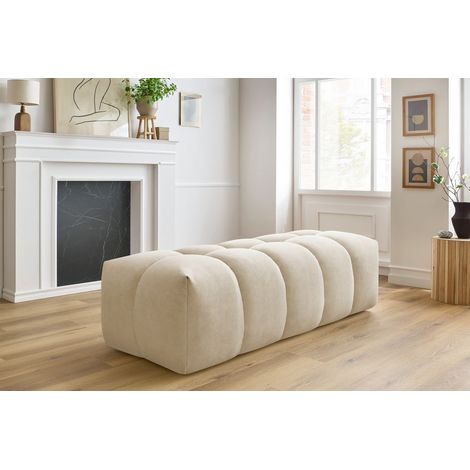 BOBOCHIC - Pouf MONT-BLANC velours Beige (1/5)