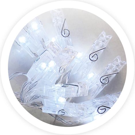 Transparente LED-Klemmen 1,35 m. Kaltes Licht