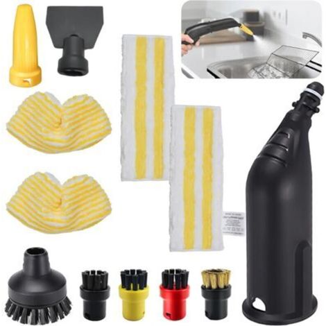 Set da 12 pezzi per pulitori a vapore Kärcher SC1 SC2 SC3 SC4 SC5: spazzola rotonda grande, ugello curvo, paletta per la polvere a vapore, spazzola rotonda, 4 panni in microfibra, accessori per pulito