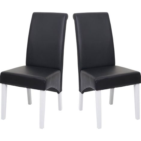 [NON UTILIZZATO] Set 2x sedie M37 soggiorno sala pranzo elegante lounge pelle 50x46x99cm nero piedi bianchi