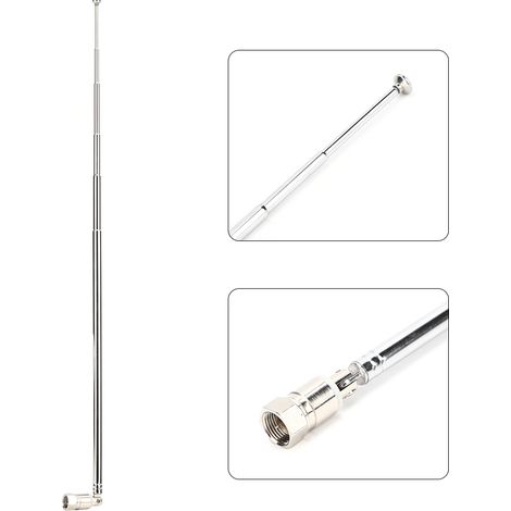 Antenne télescopique universelle pour voiture, 7 sections, 98,5 cm (38,8 pouces), connecteur F, compatible avec radio FM, DAB et récepteur AV. (1/5)