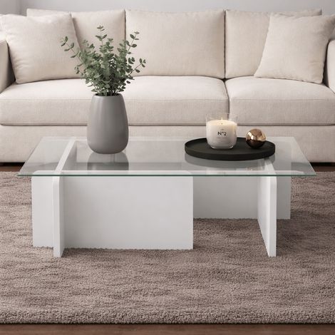 Couchtisch Graues Melaminglas Opal 105x65x30 cm