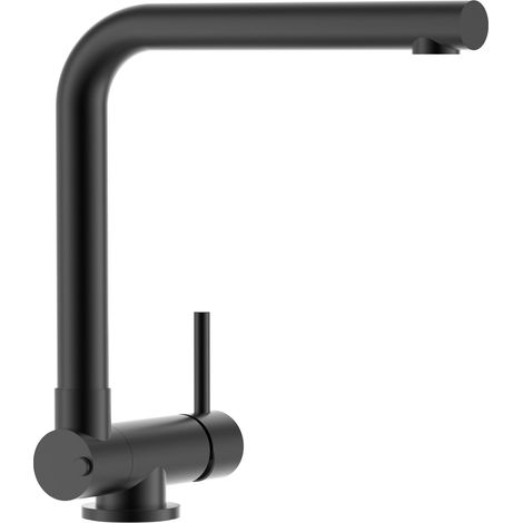 Rubinetto abbattibile miscelatore lavello fontana cucina VIZIO canna abbattibile 6 cm a L per sottofinestra - Nero Opaco (1/5)