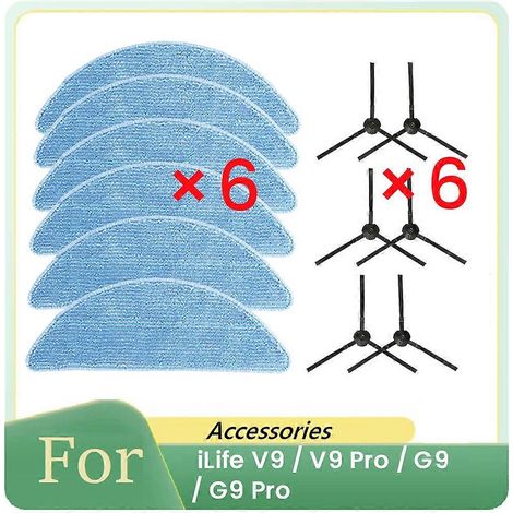 Lot de 12 brosses latérales et chiffon pour V9/V9 Pro aspirateur robot (1/5)