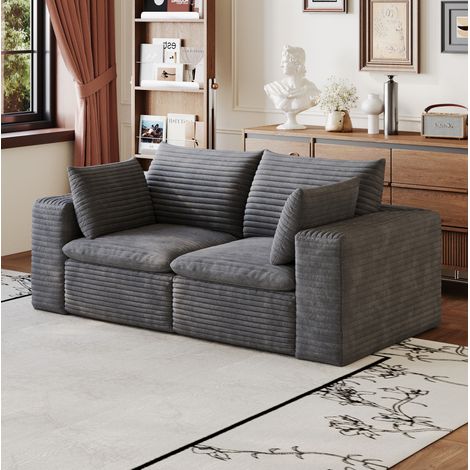 FloraGrace Canapé modulable Cloud, 180 cm, tissu doux, rembourrage moelleux, gris foncé (1/5)