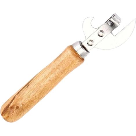 Ouvre-boîte en Acier Inoxydable Ouvre-Bouchon À Poignée Bois (1/5)