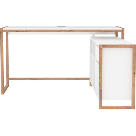 Scrivania angolare reversibile New Denver37A colore bianco e rovere (1/5)