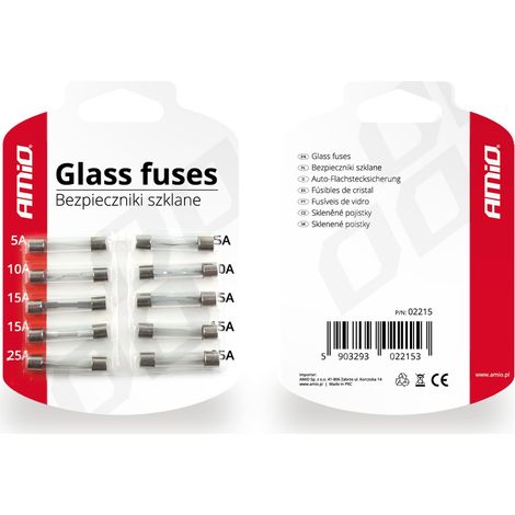 Fusibles en verre, lot de 10 pièces amio-02215