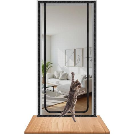 Porte moustiquaire pour Chat, Filet pour Chat Porte d'écran en Maille empêchant Les Chats de Courir, avec Fermeture éclair, 100x210 cm (1/5)
