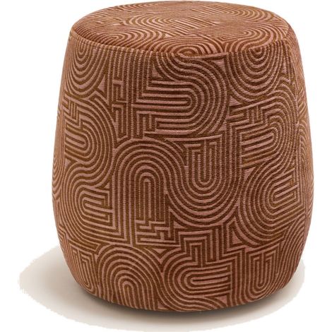 Pouf en Motif graphique en chenille LEAH (1/4)