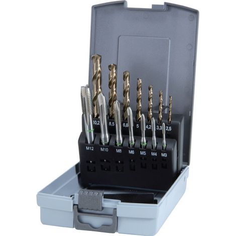 Ruko 245051RO set da 14 maschi spirali argentati HSS Co 5