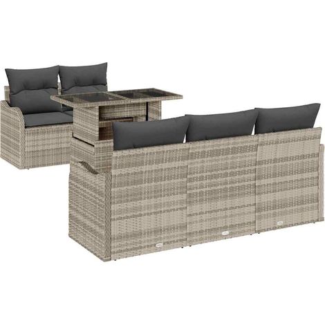 Maison Exclusive - Conjunto de sofá de jardín 6 pcs Gris Claro Ra (1/5)