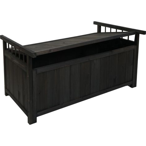 Coffre de rangement jardin 108 cm coffre extérieur avec couvercle en bois de sapin anthracite 040009600 (1/5)