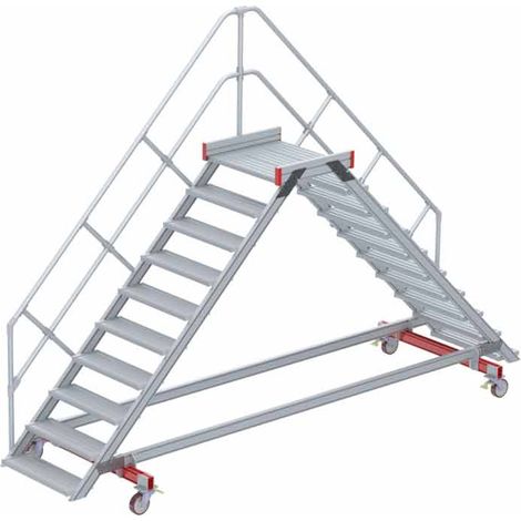 Euroline 512 mobiler Überstieg 45° Stufenausführung Alu gerieft Stufenbreite 800mm 10 Stufen