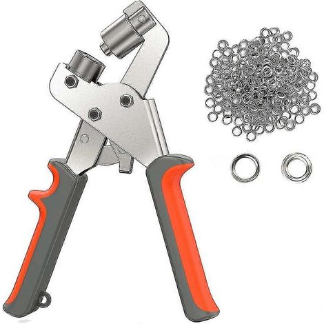 Kit d'outils pour œillets comprenant une pince à œillets, un poinçon manuel et une machine à œillets portative (100 pièces). (1/5)